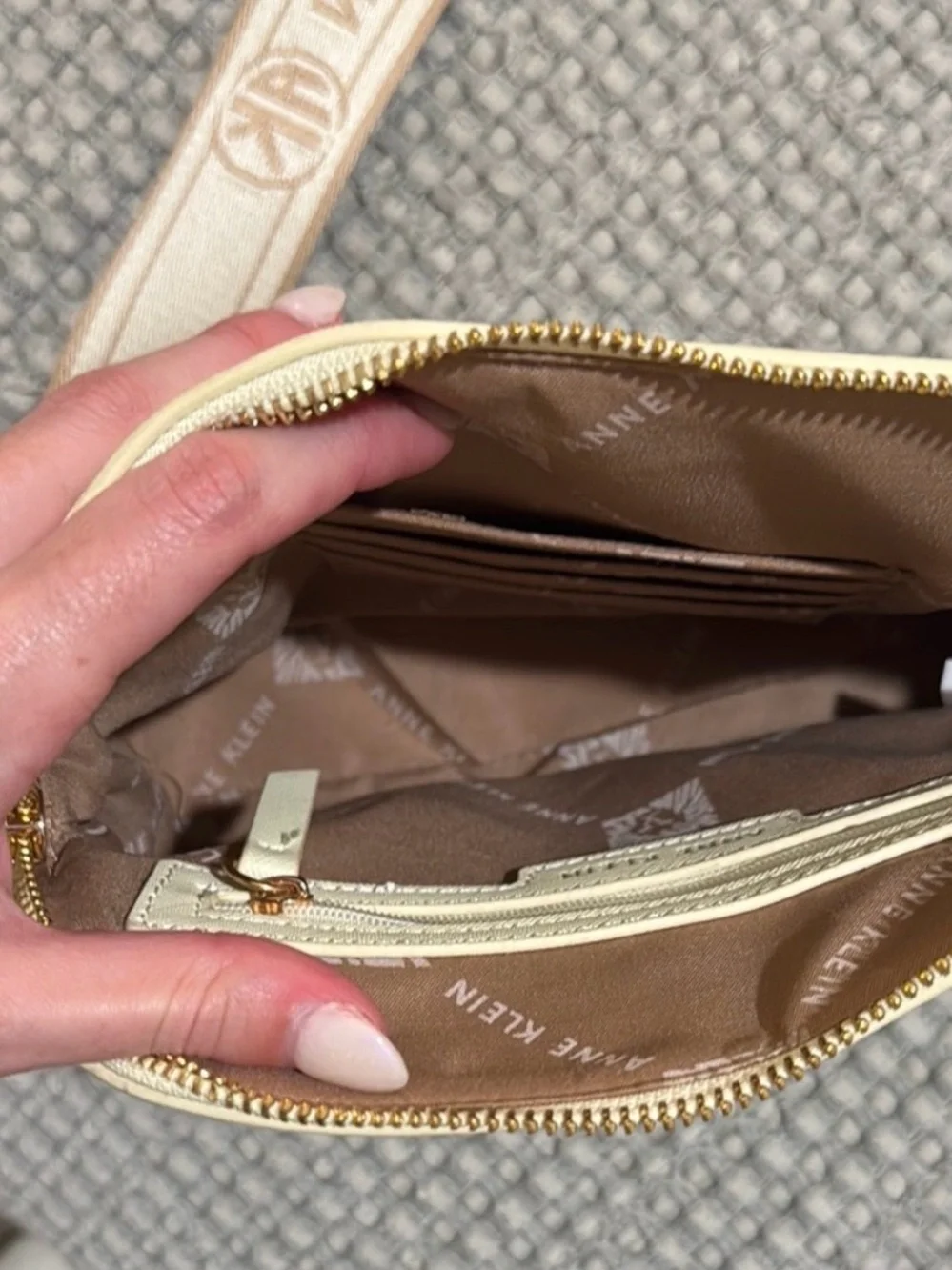 Anne Klein Pale Butter Yellow Dome Crossbody Bag